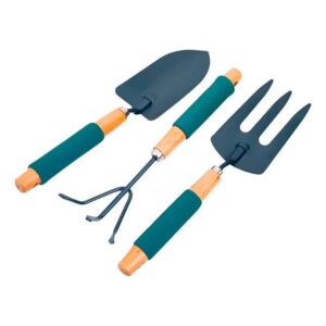 Kit de Jardinería 3 Piezas con Mango de Madera | Pala, Rastrillo y Cultivador