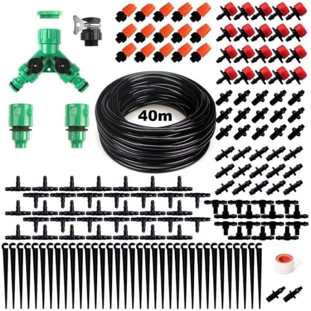 Pack de Riego Automático por Goteo 40 m — Sistema Completo con 158 Piezas