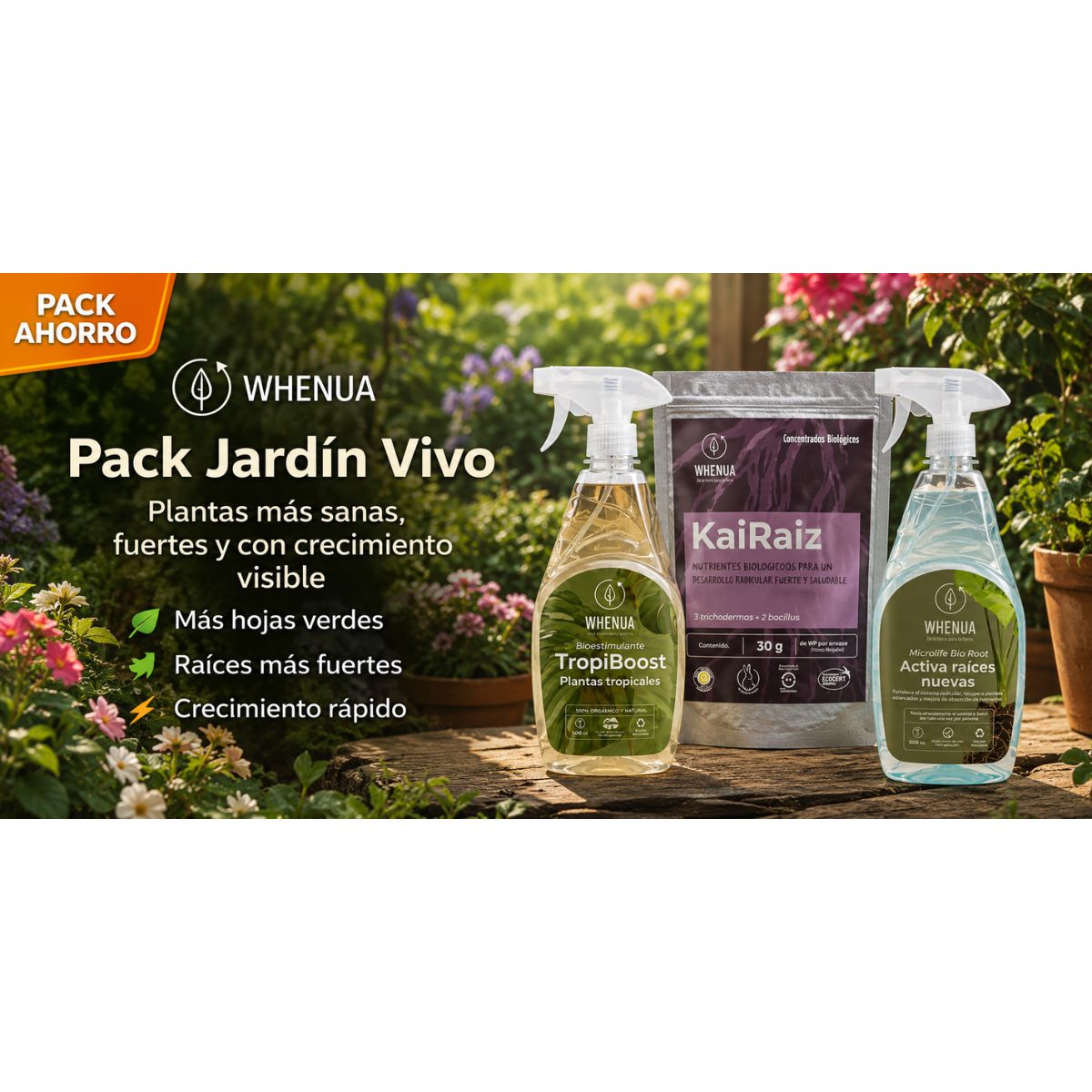 Pack Jardín Vivo – Enraizante, Fertilizante Tropicales y Crecimiento