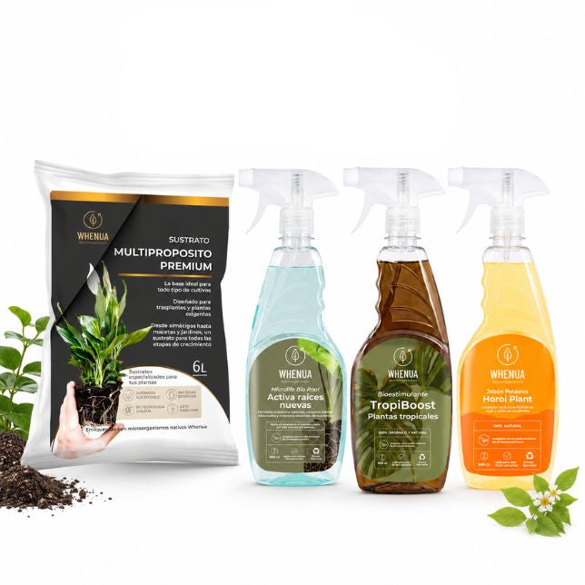 Pack Primer Huerto Whenua | Sustrato + Bio Root + Tropiboost + Jabón Potásico