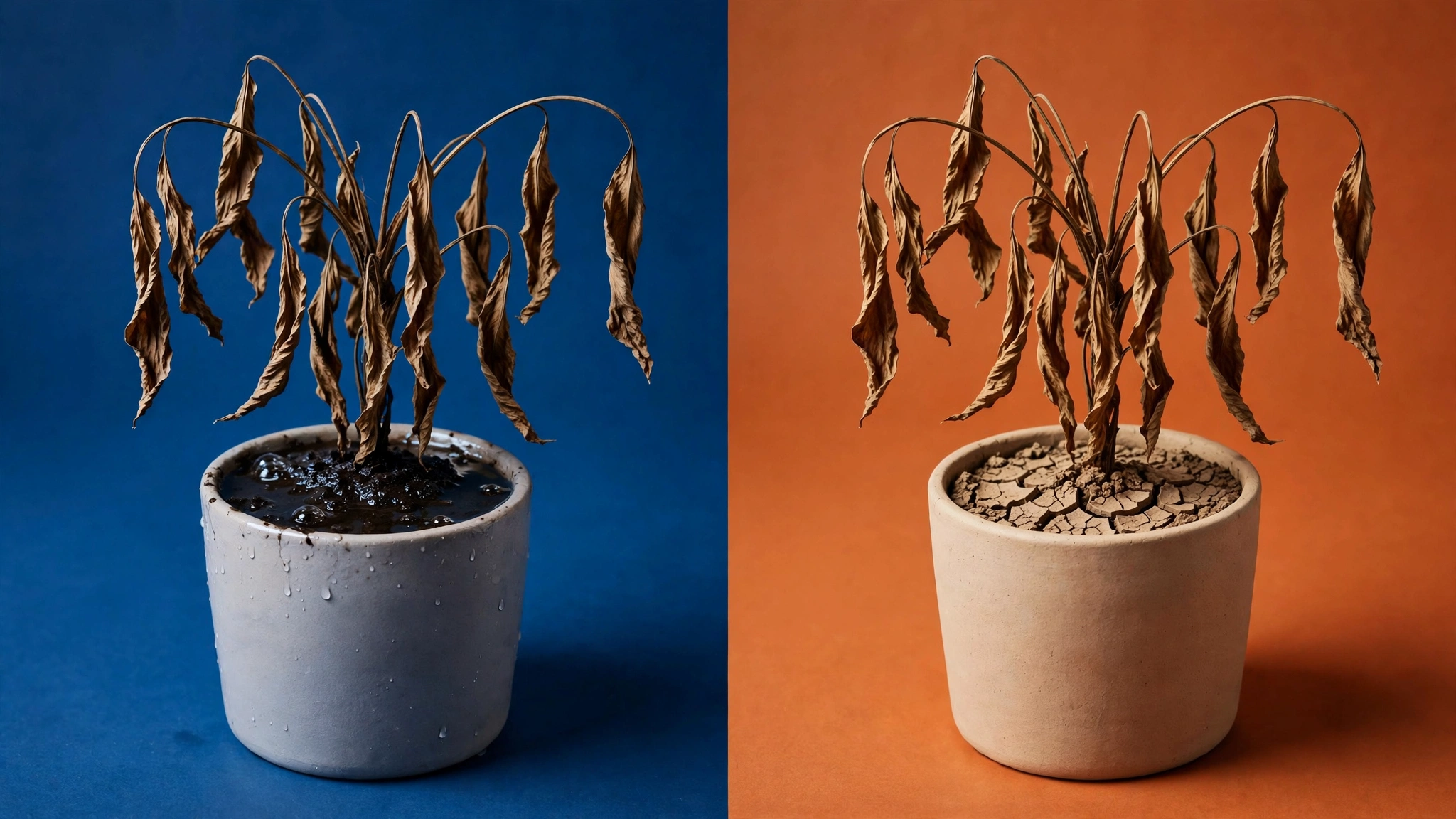 Exceso de riego en plantas: demasiada agua y falta de agua pueden provocar síntomas similares